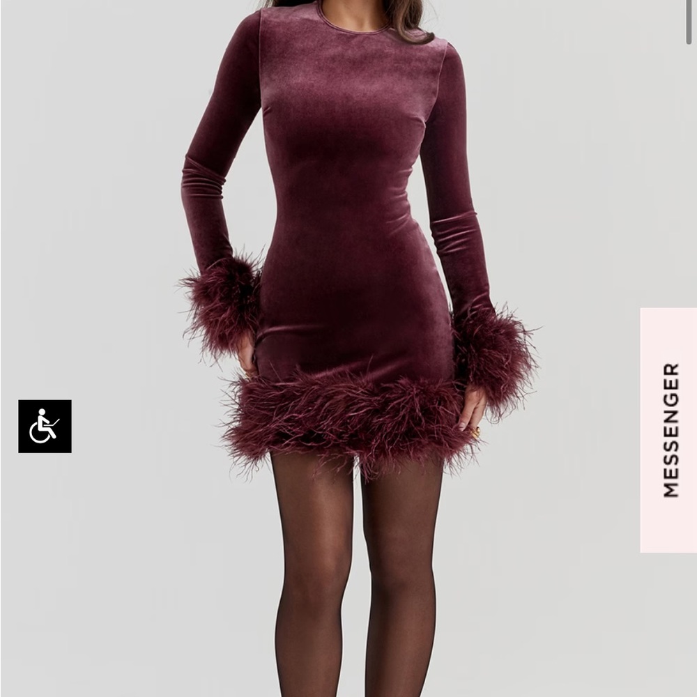 House of CB- LAVINIA MULBERRY VELVET MINI DRESS